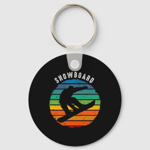 Vintage Snowboardbekleidung - Sonnenuntergang Snow Schlüsselanhänger
