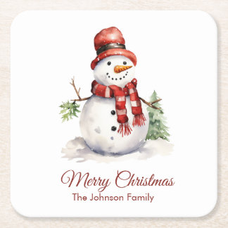 Vintage Snowman Coaster Rechteckiger Pappuntersetzer