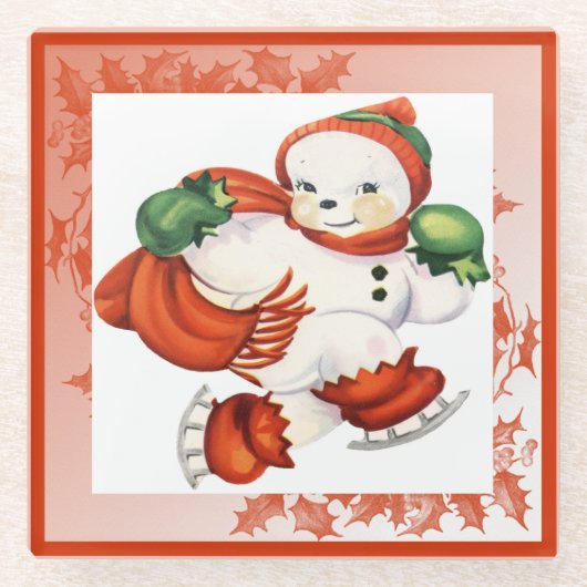 Vintage Snowman Holiday Untersetzer (Vorderseite)