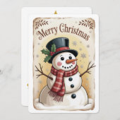 Vintage Snowman Merry Christmas Card Feiertagskarte (Vorne/Hinten)