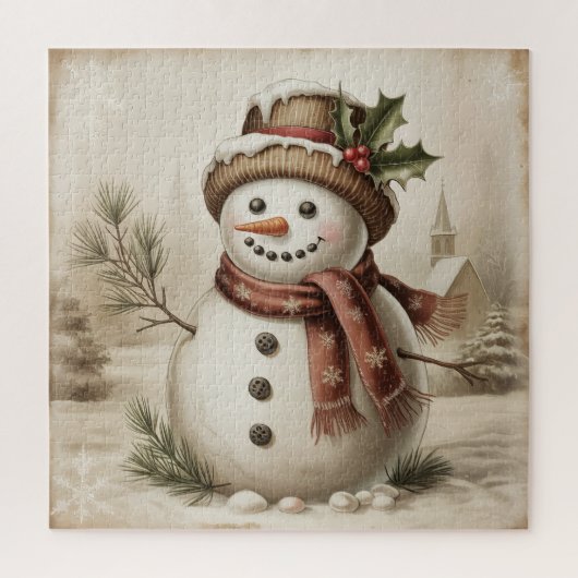Vintage Snowman Puzzle (Vertikal)