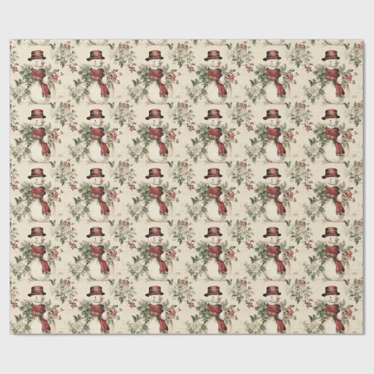 Vintage Snowman-Saisonfeiern Geschenkpapier (Flach)