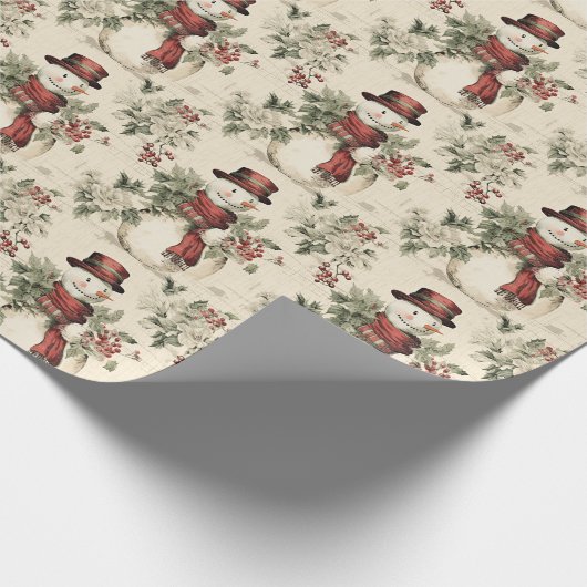 Vintage Snowman-Saisonfeiern Geschenkpapier (Ecke)