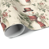 Vintage Snowman-Saisonfeiern Geschenkpapier (Rolleneckpunkt)