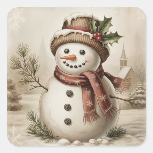 Vintage Snowman Stickers (Vorderseite)