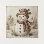 Vintage Snowman Tapestry Wandteppich (Vorderseite)