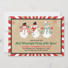Vintage Snowman Weihnachts-Party Einladung