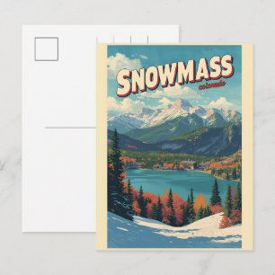 vintage SNOWMASS See Aspen Colorado Skifahren Gesc Feiertagspostkarte