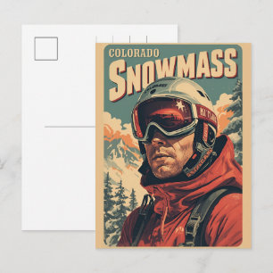 vintage SNOWMASS Skiman Aspen Colorado Skifahren G Feiertagspostkarte