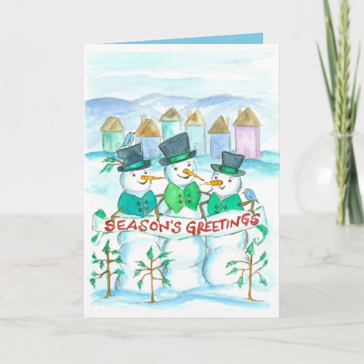 Vintage Snowmen Frohe Weihnachten Viktorianisches (Vorderseite)