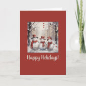 Vintage Snowmen Happy Holiday Card Feiertagskarte (Vorderseite)