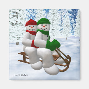 Vintage Snowmen Magnet