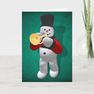 Vintage Snowmen: Trompeter Feiertagskarte