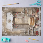 Vintage Snowy Christmas Cake Holiday Decoupage Seidenpapier (Basteln)