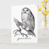 Vintage Snowy-Eulen-Gruß-Karte Karte (Gelbe Blume)