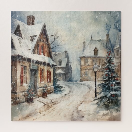 Vintage Snowy Street Scene Weihnachten der 1930er Puzzle (Vertikal)
