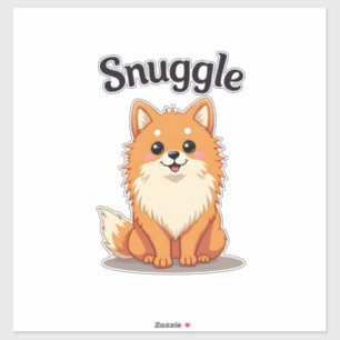 Vintage Snuggle Pomeranian Süße Hund-Illustration  Aufkleber