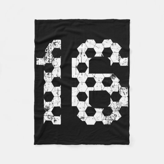Vintage Soccer 16 Jersey Number Fleecedecke (Vorderseite)