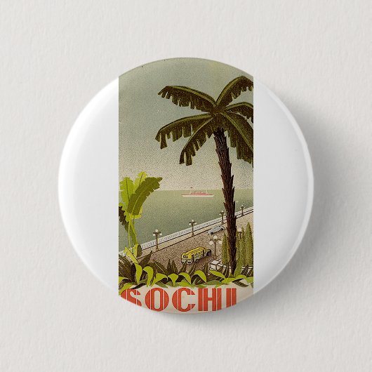 Vintage Sochi Marine Station Kunst Reise Button (Vorderseite)