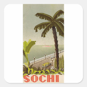 Vintage Sochi Marine Station Kunstreise Quadratischer Aufkleber