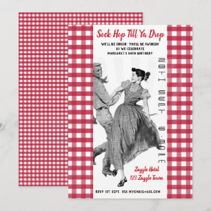Vintage SOCK HOP Retro GEBURTSTAGS-Einladung 50. Einladung