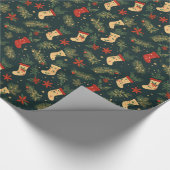 Vintage-Socken-Weihnachtsmuster Geschenkpapier (Ecke)