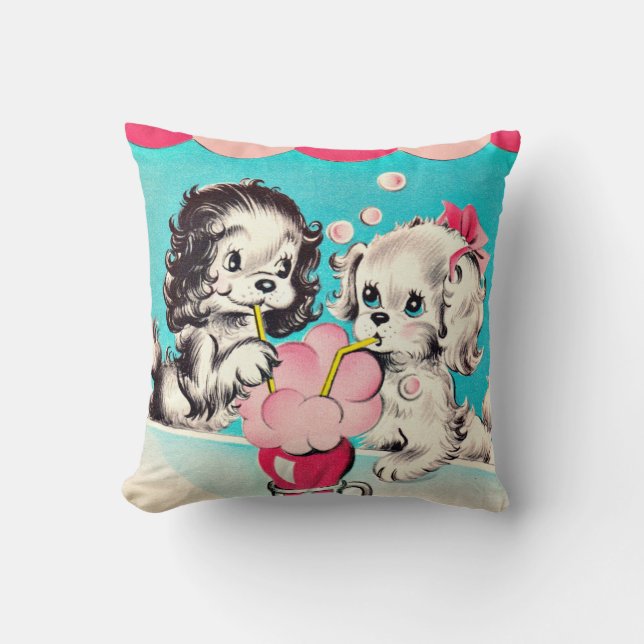 Vintage Soda-Geschäfts-Welpen Kissen (Vorderseite)