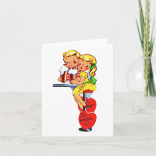 Vintage-Soda-Shop-Paar Valentinstag Karte