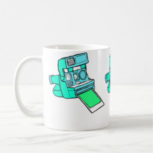Vintage Sofortbildkamera Retro Achtziger Jahre Fot Kaffeetasse