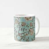 Vintage Soft Aquamarin Chinoiserie Florenz Kaffeetasse (VorderseiteRechts)