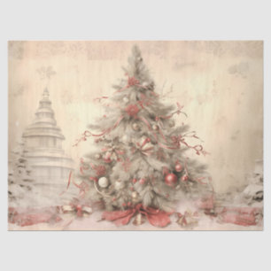 Vintage Soft Beige Weihnachten X-mas Baum Decoupag Seidenpapier
