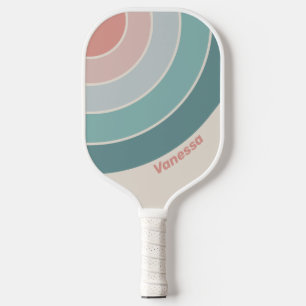 Vintage Soft Sea Shell Kreis Streifen mit Namen Pickleball Schläger