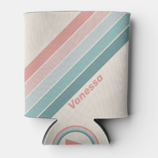 Vintage Soft Sea Shell Stripes with Name Dosenkühler (Vorderseite)