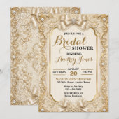 Vintage- Soft- White- Spitze- Boho- Neutrale- Hoch Einladung (Vorne/Hinten)