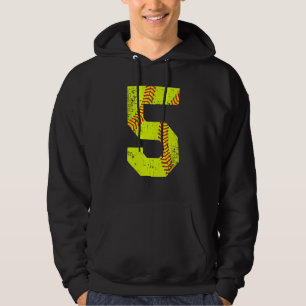 Vintage Softball 5 Jersey-Nummer Hoodie