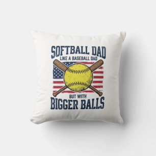 Vintage Softball Papa Größere Bälle Shirt Design_1 Kissen