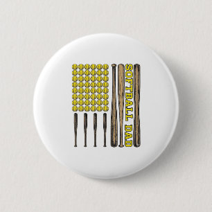 Vintage Softball Vater Schläger und Ball Vektor-Sh Button
