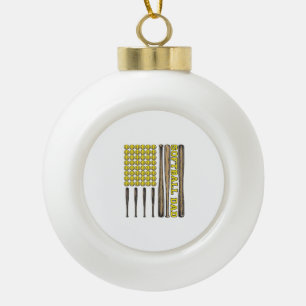 Vintage Softball Vater Schläger und Ball Vektor-Sh Keramik Kugel-Ornament