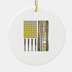 Vintage Softball-Vater-Schläger und Ball Vektor-Sh Keramik Ornament
