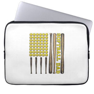 Vintage Softball-Vater-Schläger und Ball Vektor-Sh Laptopschutzhülle
