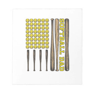 Vintage Softball Vater Schläger und Ball Vektor Sh Notizblock