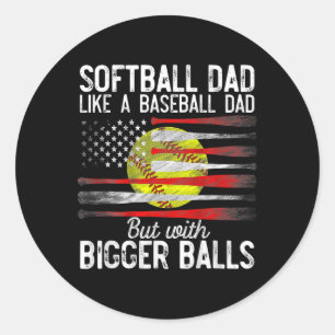 Vintage Softbyll Dad Wie ein Bysebyll Dad Us Flagg Runder Aufkleber