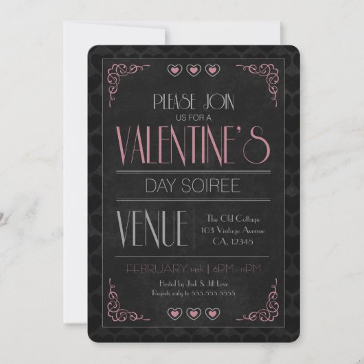 Vintage soiree-Party Einladungen des Valentines (Vorderseite)