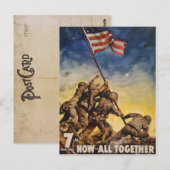 Vintage Soldaten, die eine Postkarte für den Flagg (Vorne/Hinten)