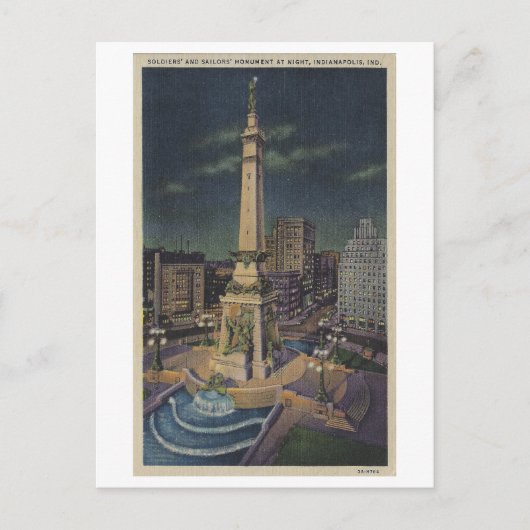 Vintage Soldaten & Seeleute Denkmal, Indianapolis Postkarte (Vorderseite)