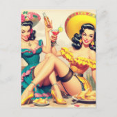 Vintage Sombrero Girls Postkarte (Vorderseite)