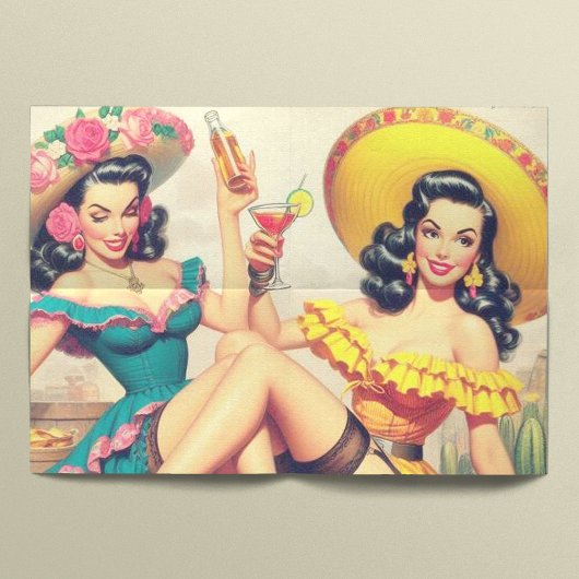 Vintage Sombrero Girls Seidenpapier