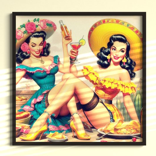 Vintage Sombrero Mädchen Poster