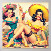 Vintage Sombrero Mädchen Poster (Vorne)