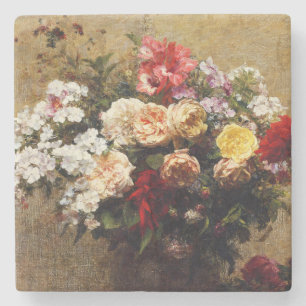 Vintage Sommer-Blume von Henri Fantin-Latour Steinuntersetzer